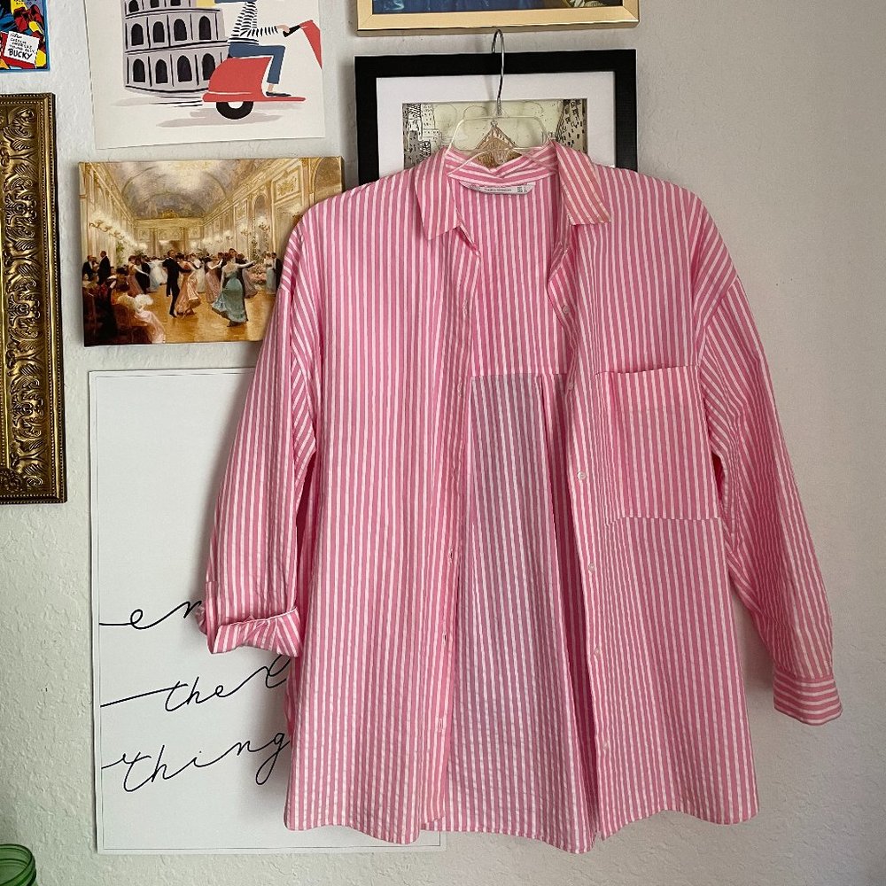 Pink and White Stripe Button Down